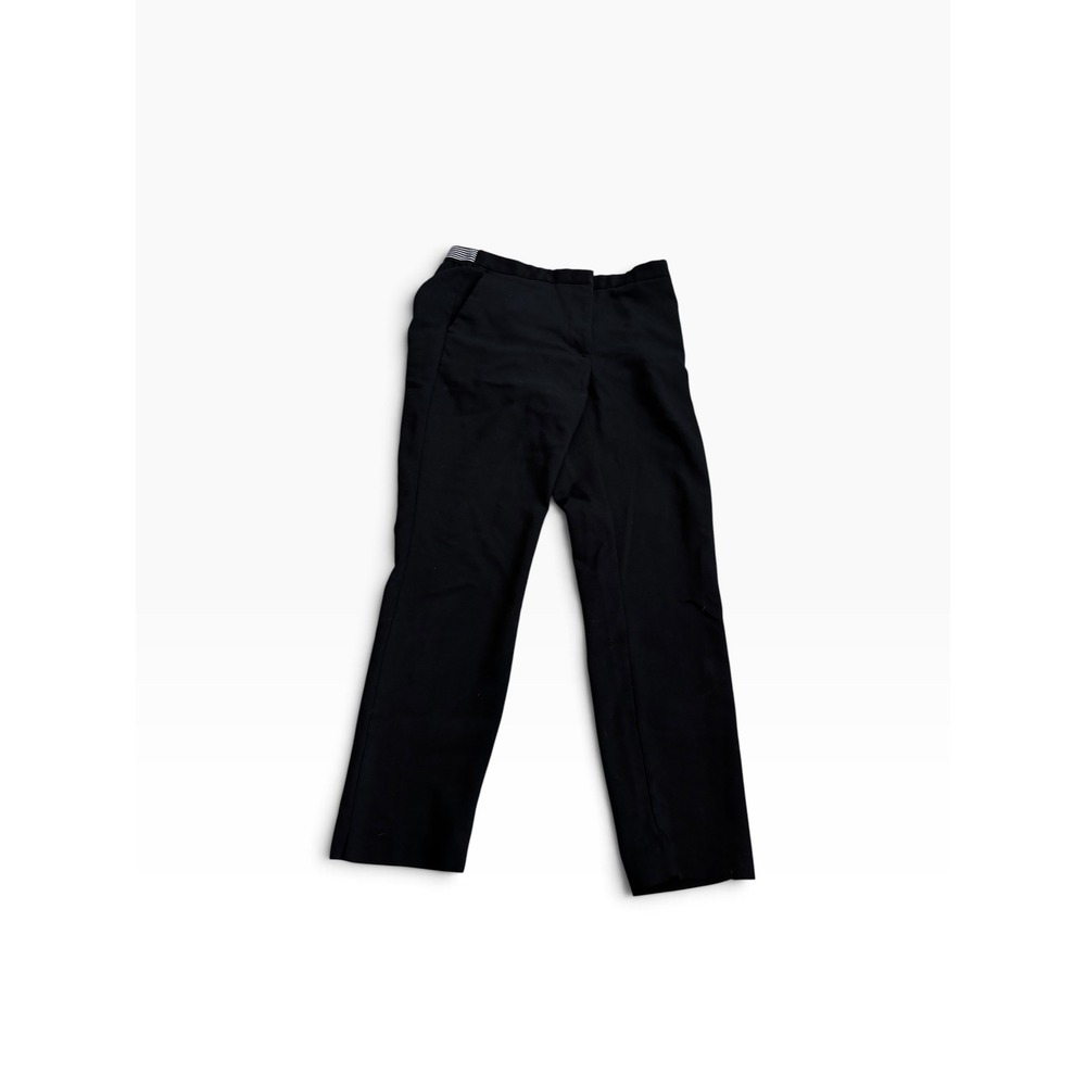 Zara Dress Pants Size L Black Slim Leg Striped Elastic Waist Trousers